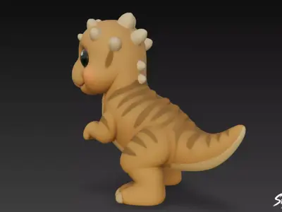 Cartoon Plush Pachycephalosaurus Low-poly 3D model