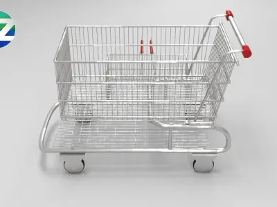 Panier a roulettes Low-poly 3D model