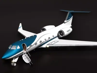 Gulfstream IV Private Jet Low-poly 3D model