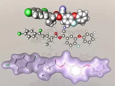 Flumethrin molecular structure light 3D model
