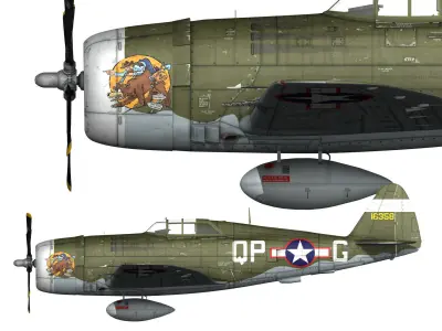 Republic P-47C Thunderbolt - California or Bust - QP-G 3D model