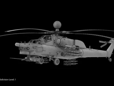 Mi-28N Gray Low-poly 3D model