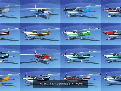 17 Cessna 177 Cardinals 3D Model Collection