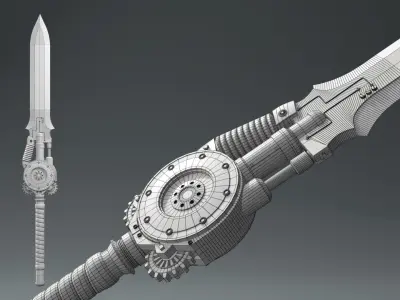 Steampunk Sword Low-poly 3D model