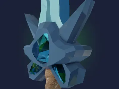 Stylized Sword Weapon with crystals PBR low-poly game ready Low-poly 3D model