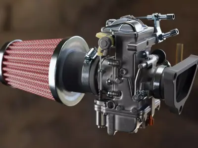 Carburetor engine with filter 3D model