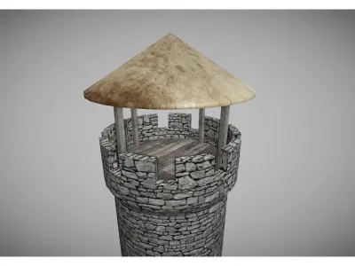low poly old tower Free low-poly 3D model