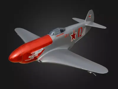 Yakovlev Yak-3 Jet Fighter Low-poly 3D model
