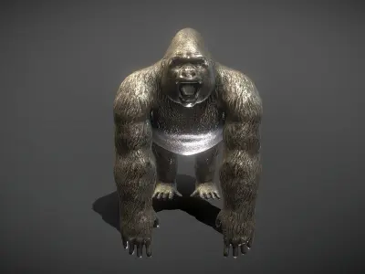 Gorilla Bronze Statue Low-poly 3D model