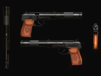 Silenced Weapon Pack Low-poly 3D model