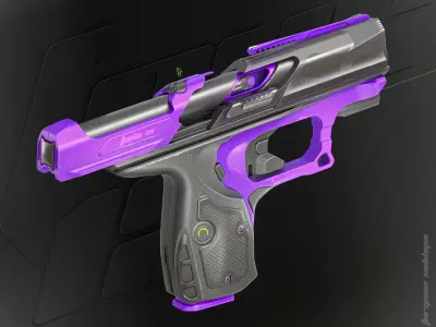 Foxx-19 Sci-fi Concept Pistol PBR Low-poly 3D model