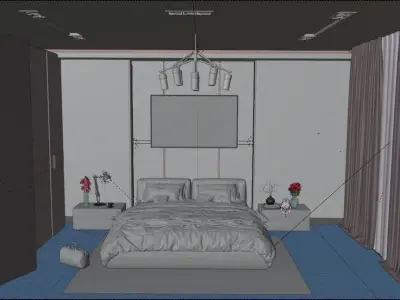 Bedroom Interior Scene Free low-poly 3D model