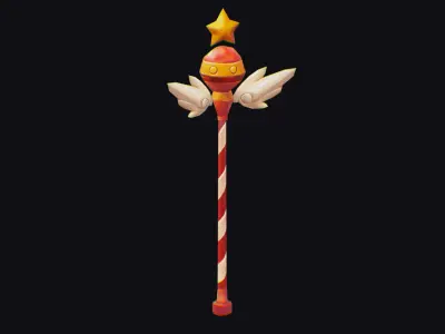 Magical Candy Wizard Wand Weapon Scepter Clown Stick Low-poly 3D model