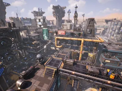 Sci-Fi Industrial Base - Unreal project Low-poly 3D model