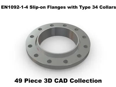 EN1092-1-4 Slip-on Flanges with Type 34 Collars 3D model