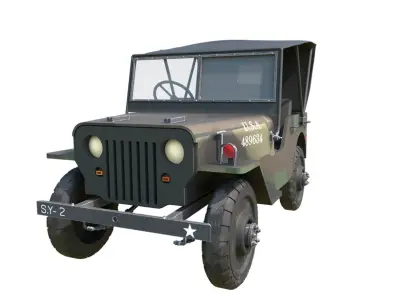 Army Jeep Low-poly 3D model