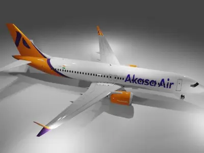 Akasa air Boeing 737 max 8 3d model Low-poly 3D model