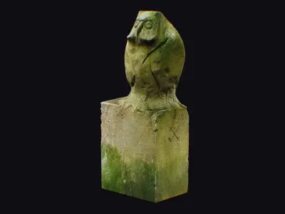 Stone Old Mythical Owl Statue Art Animal Sculpture Georgian 3D model
