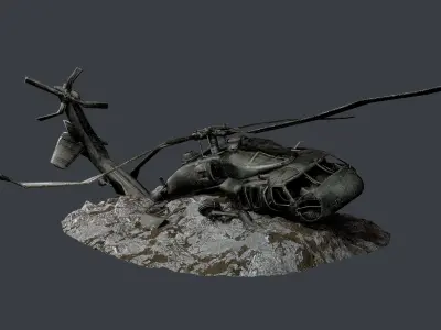 Sikorsky UH60 Black Hawk Military Helicopter Game Ready Pack 02 Low-poly 3D model