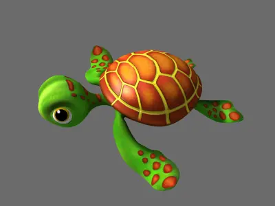 Cartoon Turtle Rigged 3D model