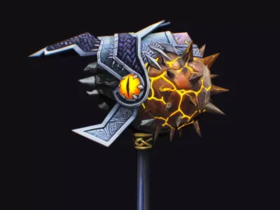 Hammer Morgenstern Metal Sledgehammer Breaker Mallet Maul Mace Low-poly 3D model