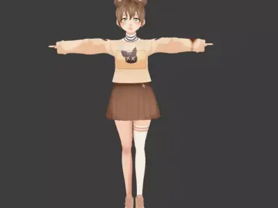 SciFi 3d anime kawaii girl character c10 Low-poly 3D model