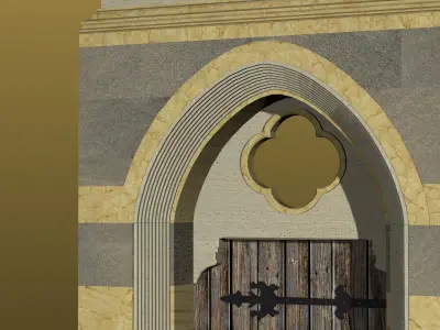 Medieval Lombard Style Portal no 3 Low-poly 3D model
