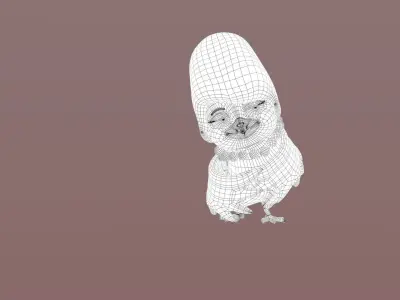 Cartoon Mama Bird Low-poly 3D model