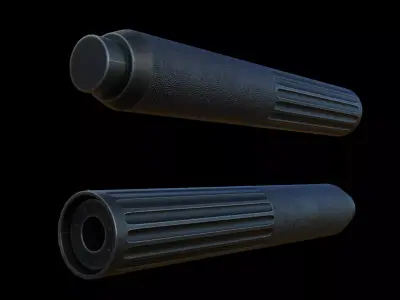 Ribbed Silencer Low-poly 3D model