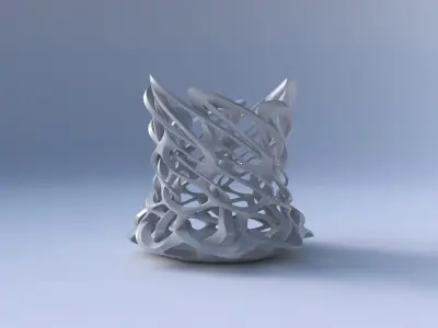 Bowl cylindrical with interlacing sharp edged lattice twisted... 3D model