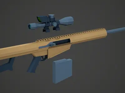 Stylized Barrett M107 Sniper Low Poly Mobile Ready Low-poly 3D model