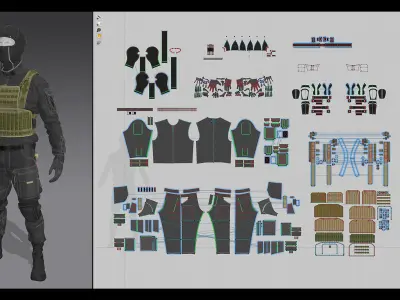 Soldier Outfit - Marvelous Designer Project 3D model