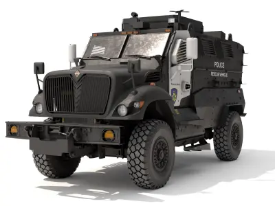 Armored Police Rescue Vehicle Black Rigged 3D model