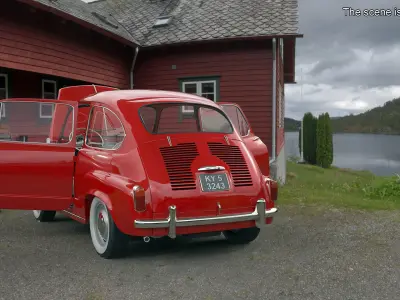 Fiat 600 Retro Coupe Red 3D model