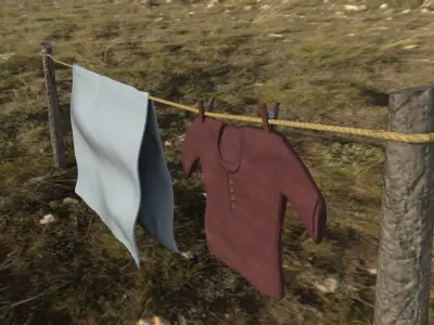 Rustic Clothesline 3D model