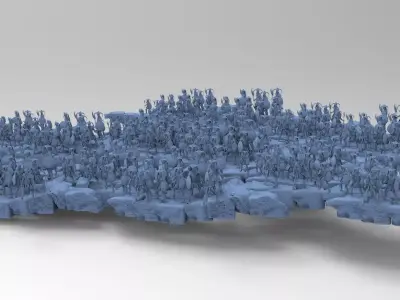 Huge Army With different soldier types Fantasy 3D model