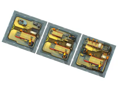 isometrical Mechanical Robot Assembly Conveyor ALL Low-poly 3D model