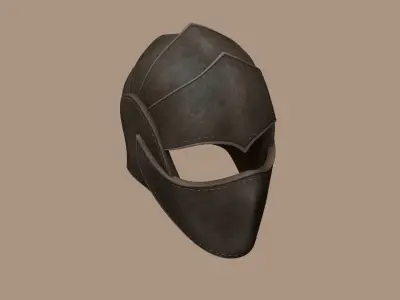 Leather Scales Medieval Helmet - Character Design Low-poly 3D model