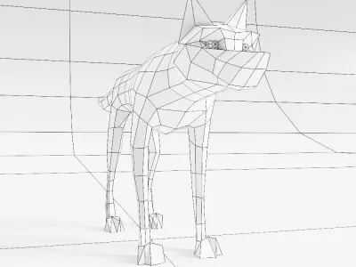 Wolf 3d model polygonal Low-poly 3D model