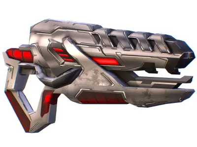 LowPoly Sci-Fi Cartoon Assault Rifle Future Low-poly 3D model