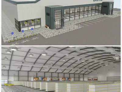 SuperMarket Interior and Exterior 3D model