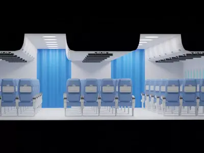 Cartoon Airplane Cabin Interior 3D model