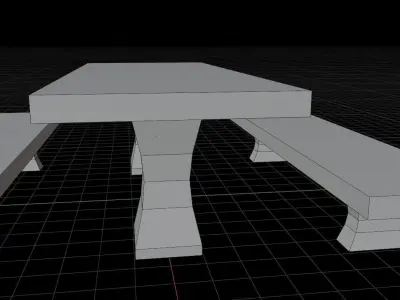 Marble Garden Bench and Table Outdoor Set Free low-poly 3D model
