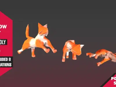 Yellow Cat Low-poly 3D model