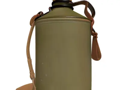 Vintage Military Canvas Canteen Bottle 3D model