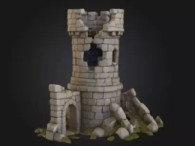 Forsaken Stronghold Low-poly 3D model