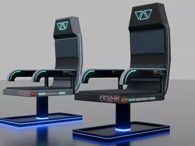 Cyberpunk Sci-Fi Gaming Chair with Neon Lights - Low Poly Low-poly 3D model