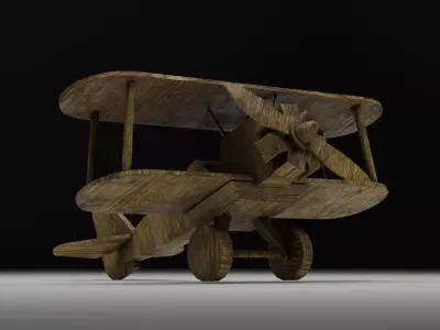 Wooden Plane Low-poly 3D model