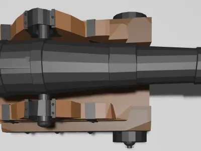 Naval Cannon Free low-poly 3D model