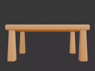 Cute Stylized Square Table Minimalist 3D Furniture Model Low-poly 3D model